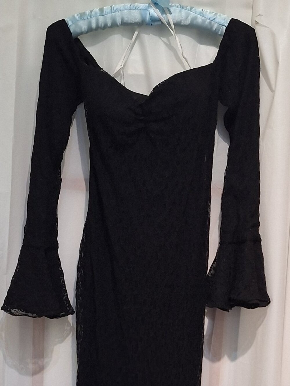 Black Stretch Lace Full Length Dress Size Small/Medium NWT Perhaps "Morticia"?